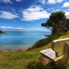 creek, Bench, Quiet