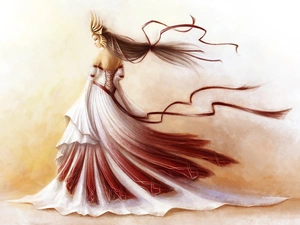 long, graphics, Diadem, Crown, Dress, girl