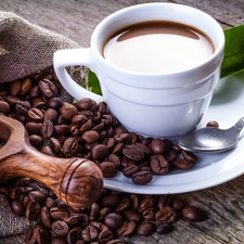 Cup, coffee, grains