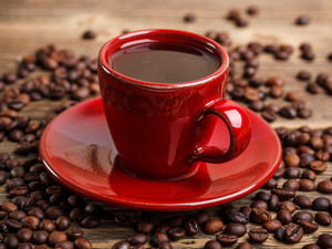 coffee, cup, grains, red hot