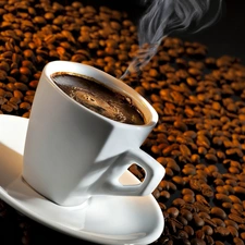 cup, Steam, coffee, White, grains