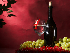 Grapes, glass, Wine, currants