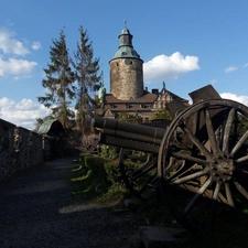 gun, defensive, Czocha Castle, wall