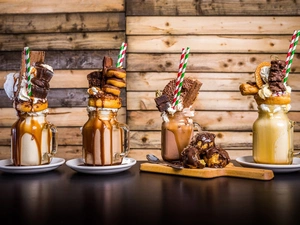 chocolate, dessert, Jars, Cookies, straws