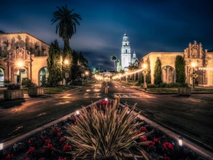 Night, Street, San Diego, Balboa Park, California