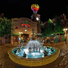 HDR, Town, California, Night, fountain, Disneyland, USA