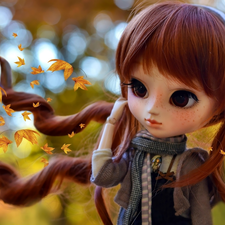 dispelled, doll, Wind, Leaf, Hair, ear-piece