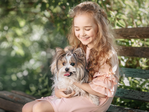 Yorkshire Terrier, girl, dog