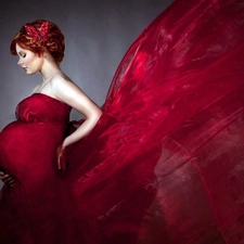 pregnant, red hot, Dress, Women