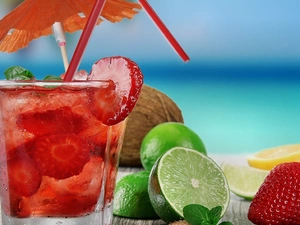 exotic, Fruits, straws, Drink