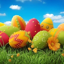 Sky, eggs, easter, grass