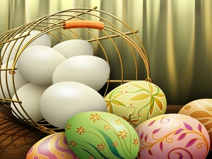 basket, color, eggs, eggs