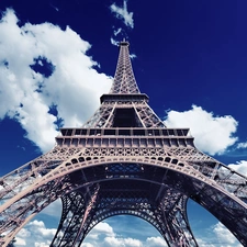 clouds, France, Eiffla Tower, Paris