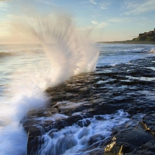 Castle, sea, England, Bamburgh