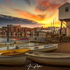 sea, Harbour, Norfolk, Houses, boats, Great Sunsets, England