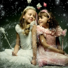 fairies, Two, girls