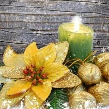 festive, decoration, nuts, headdress, candle
