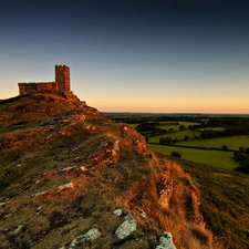 field, ruins, Hill