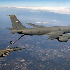 flight, KC-135 Stratotanker, fighter, F-16, troop-carrier