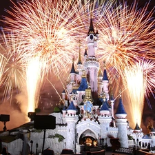 fireworks, fairy, Castle