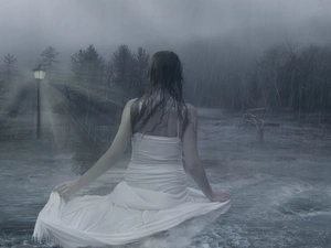 flood, Women, Rain