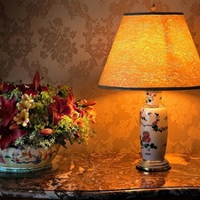 flowers, Lamp, bouquet