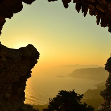 Fog, cave, lake