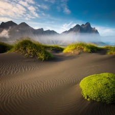 Fog, Desert, Mountains