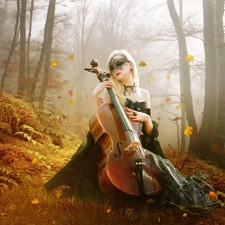 forest, Women, violoncello