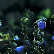 Fractalius, Blue, Flowers