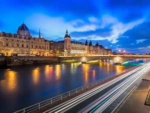 Paris, bridge, River, France