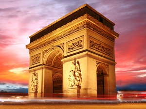 west, sun, Paris, France, arc de Triomphe