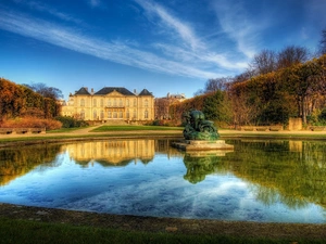 manor-house, Paris, France, Pond - car
