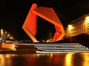 fountain, Poznań, Night, freedom
