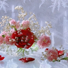 bouquet, Glass, Frost, flowers