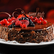 chocolate, decoration, Fruits, Cake