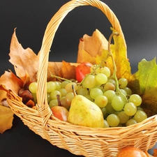Fruits, basket, Leaf