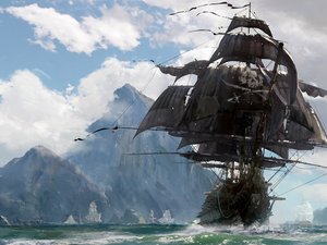 Ship, piratical, Skull and Bones, sailing vessel, game