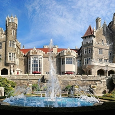 Garden, Castle, fountain