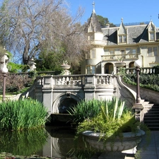 pond, palace, Garden