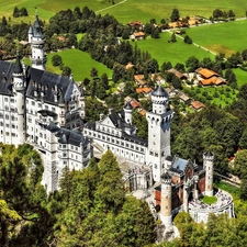 Castle, panorama, Germany, Neuschwanstein