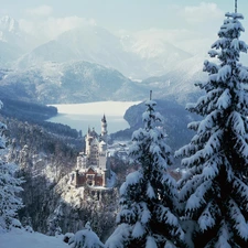 Castle, winter, Germany, Neuschwanstein