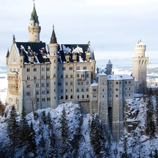 Castle, winter, Germany, Neuschwanstein