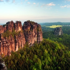 Mountains, woods, Germany, Rocky