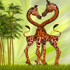 viewes, For Children, giraffe, trees, graphics