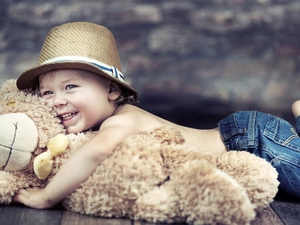 teddy bear, happy, girl