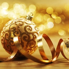 ribbon, bauble, Golden automobile