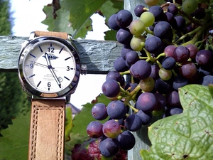 Wooden, Grapes, Watch, hand-rail
