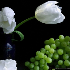 White, green ones, Grapes, Tulips