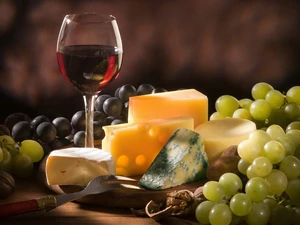 nuts, White, Wines, Black, glass, cheeses, board, Grapes